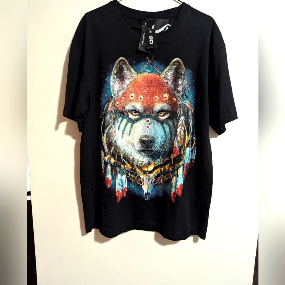 JAY'S Rock 3D Studded Glow in the Dark Print Motif Double Side Tee Shirt. Large